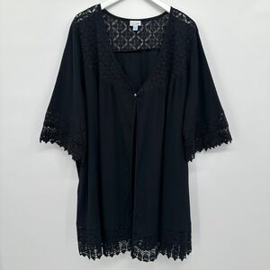 Swim 365 Cover Up Kimono Cardigan Duster Plus Size 26 28‎ Crochet Beach Resort